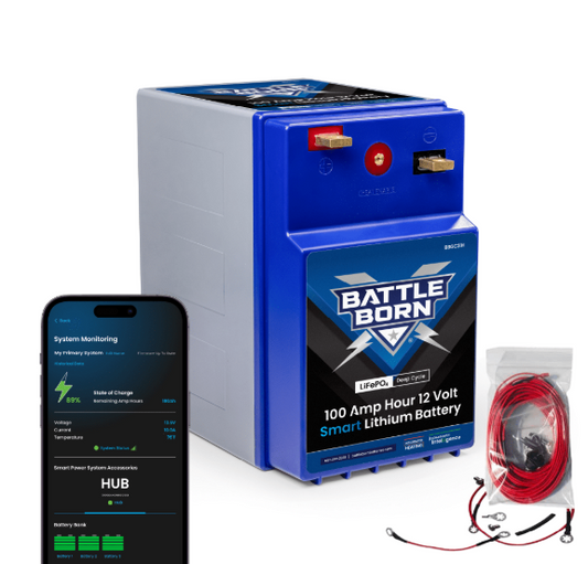 Battle Born Batteries 100Ah 12V GC2 Smart Heated LiFePO4 Deep Cycle Battery Kit