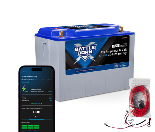 Battle Born Batteries 100Ah 12V Smart Heated LiFePO4 Deep Cycle Battery Kit