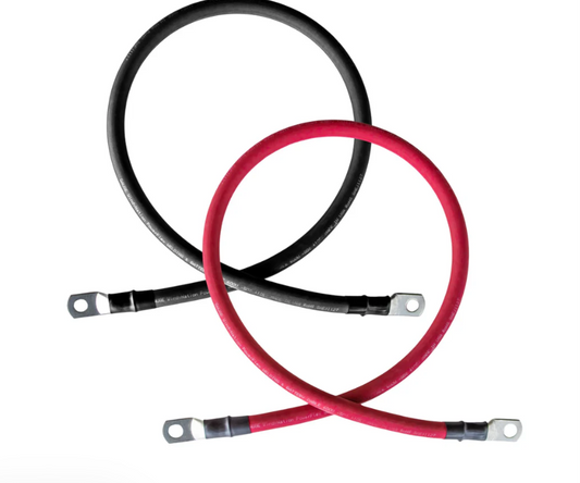 8 Gauge (AWG) Black and Red Pure Copper Battery Cable Wire with Lug Connector Ring Terminals